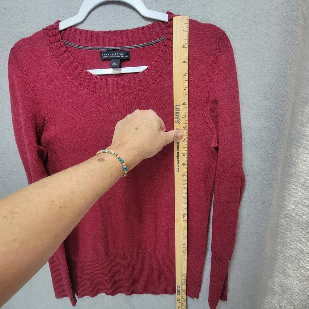 Banana Republic Sweater‎ Mens S Extra Fine Italian Merino Wool Burgundy Business